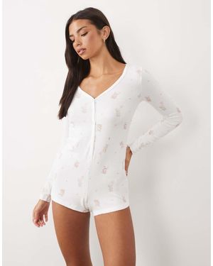 Boux Avenue Self Care Button Front Romper - White