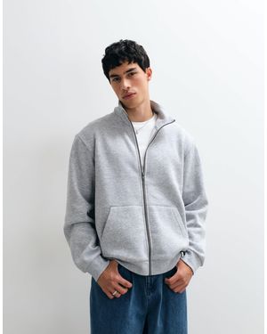 Jack & Jones Zip Through High Neck Sweatshirt - Gray