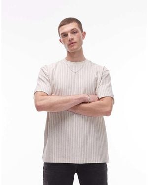 TOPMAN Oversized Fit Fine Stripe T-Shirt - White