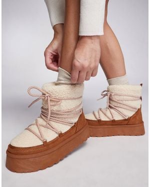 South Beach Borg Lace Up Platform Mini Boot - White