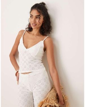 ASOS Broderie Cami Top Co-Ord - White