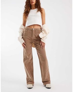 Vero Moda Pantalones Marrón Visón De Talle Alto Y Pernera Recta De Pana Tessa De -Neutro