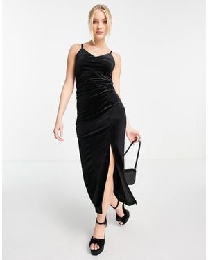 Urban Revivo Split Front Cami Midi Dress - Black
