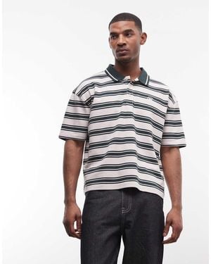 Good For Nothing Boxy Oversized Striped Polo - White