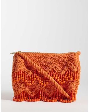 Accessorize Beaded Macrame Crossbody Bag - Red