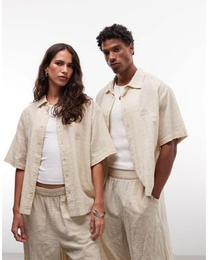 Collusion Unisex Oversized Short Sleeve Boxy Beach Shirt - Blue