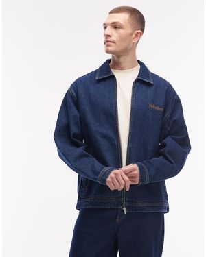 No Problemo Heavyweight Denim Zip Up Jacket - Blue