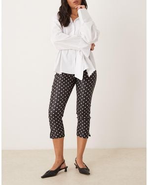 ASOS Bengaline Longline Capri Pants With Split Hem - Natural