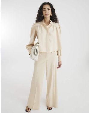 River Island Button Front Straight Leg Trousers - Natural