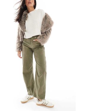ASOS Barrel Leg Jeans With Cinch Waist - Green