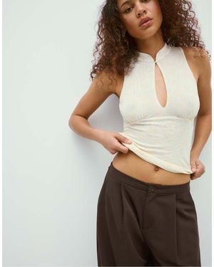 Stradivarius Sleeveless Qipao Style Top - White