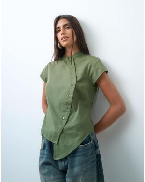 Collusion Asymmetric Hem Shirt - Green