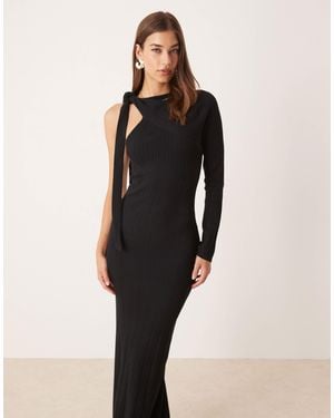 Pretty Lavish Asymmetric Sparkle Knit Midaxi Dress - Black