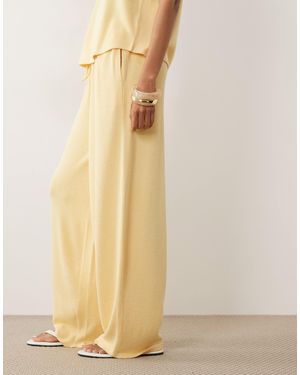 ASOS Textured Knit Wide Leg Trouser Co-Ord - Natural
