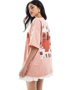 ASOS Oversized T Shirt With Rustic Fruit Bowl Graphic - Pink