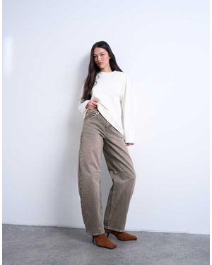 TOPSHOP Vaqueros De Corte Barrel Y Talle Medio De -Verde - Blanco