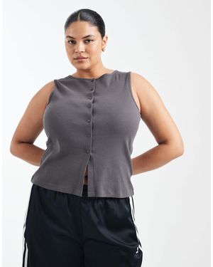 Brave Soul Brave Soul Curve Button Down Vest - Gray