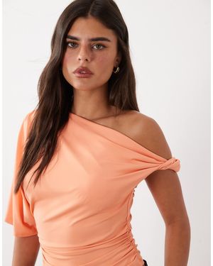 ASOS Polyamide Asymmetrical Floaty Sleeve Top - Orange
