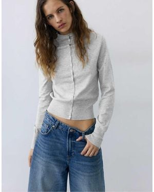 Pull&Bear High-neck Cardigan - Grey