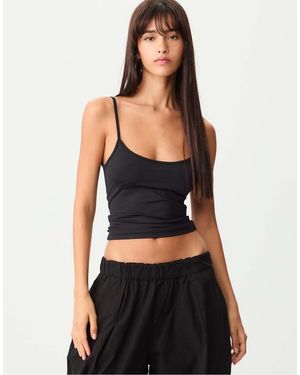 Stradivarius Strappy Polyamide Top - Black