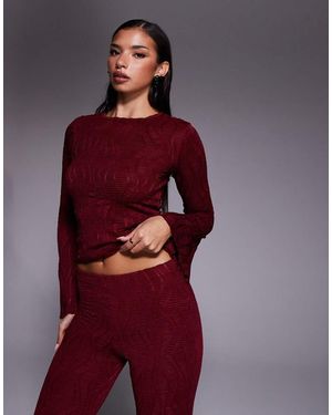 ASOS Getextureerde Top Met Lange Uitlopende Mouwen - Rood
