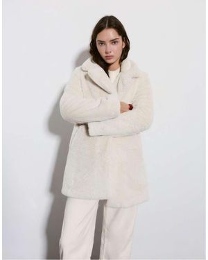Pull&Bear Black Fur Coat With Lapel Collar - Natural