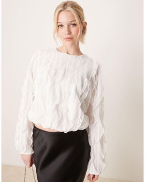 Y.A.S Ruffle Textured Detail Top - White