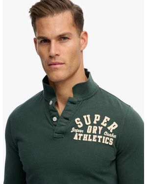 Superdry Vintage Athletic Long Sleeve Polo - Green