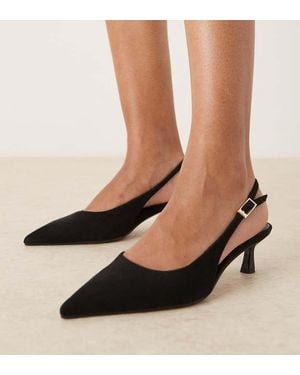 ASOS Wide Fit Skip Slingback Kitten Heel Shoes - Black