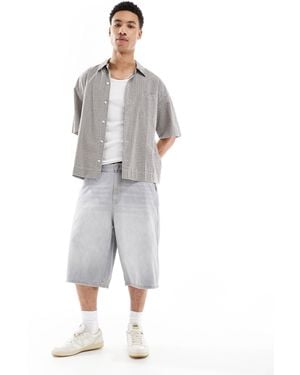Bershka Skater Fit Denim Short - Gray