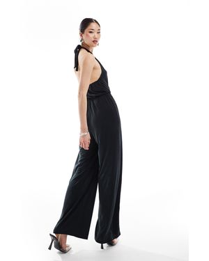 Vila Slinky Halterneck Wide Leg Jumpsuit - Blue