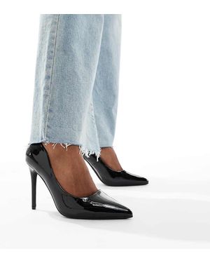 SEQWL Wide Fit Zapatos De Salón Negros De Charol Hamilton De - Azul