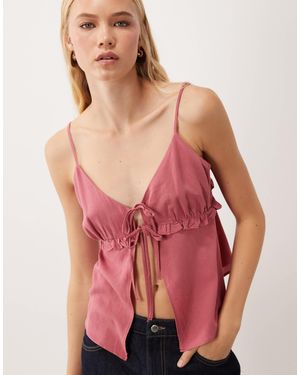 Miss Selfridge Tie Front Cami Top - Red