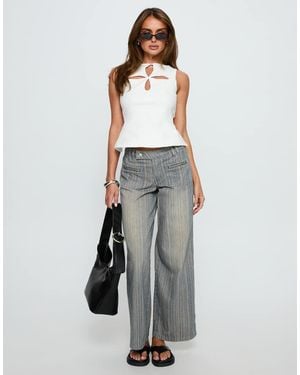 Princess Polly Lifetimes Mid-rise Pocket Front Wide Leg Jeans - Grey