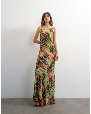 TOPSHOP Satin Twist Strap Maxi Dress - Metallic