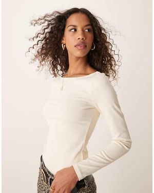 Pimkie Top A Maniche Lunghe Con Scollo A Barchetta - Neutro