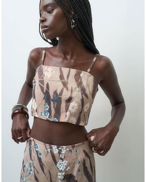 ASOS Camisole-oberteil als zweiteiler mit blumen- und tigerprint - Mehrfarbig