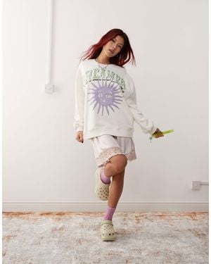 Monki Sweat oversize avec imprimé « dreamer » sur le devant - blanc - Neutre