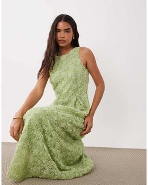 Vila Floral Jacquard Maxi Dress - Green