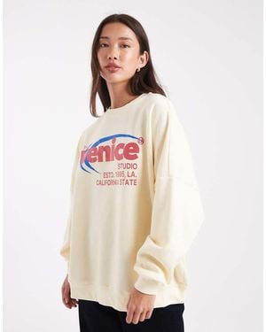 ONLY Venice Print Boxy Sweatshirt - Natural