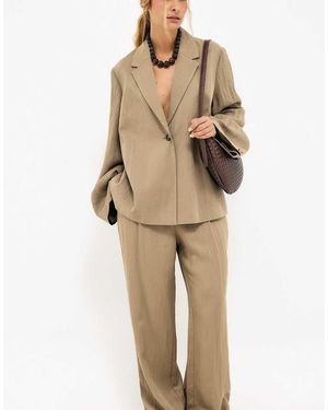 NA-KD Relaxed Lyocell Blend Trouser - Natural
