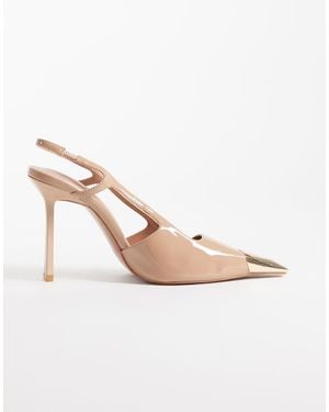 Public Desire Reset Slingback Heeled Shoes With Metal Detail - Natural