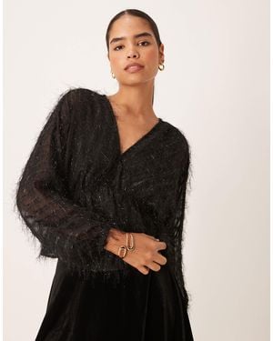 Vila Fluffy Textured Top - Black