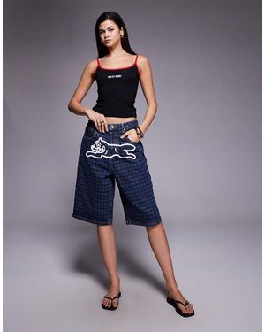 ICECREAM Houndstooth Running Dog Jorts - Blue