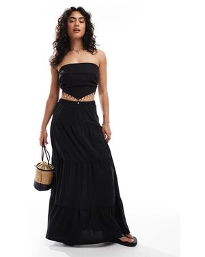 Vero Moda Tiered Jersey Boho Maxi Skirt - Black