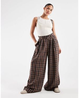 Noisy May High Rise Wide Leg Pants - Brown