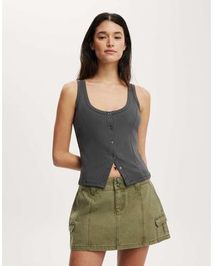 Cotton On Button Through Tank - Green