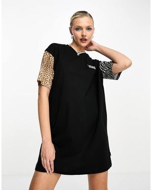 Vans Wyld Leopard Print T-Shirt Dress - Black