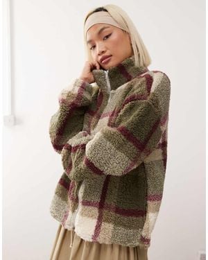 Noisy May Oversized Check Fleece - Brown