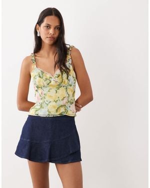 Miss Selfridge Lace Trim Cami Top - Blue